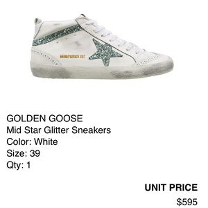 Golden Goose mid star glitter sneakers size 39